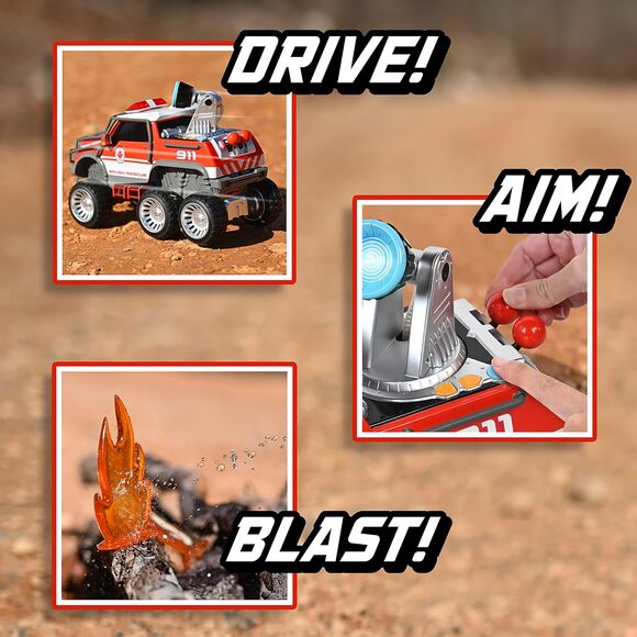 Fire Rescue Firetruck w/ Shooting Water Cannon Lights Sounds Motorized Drive - Picture 5 of 8